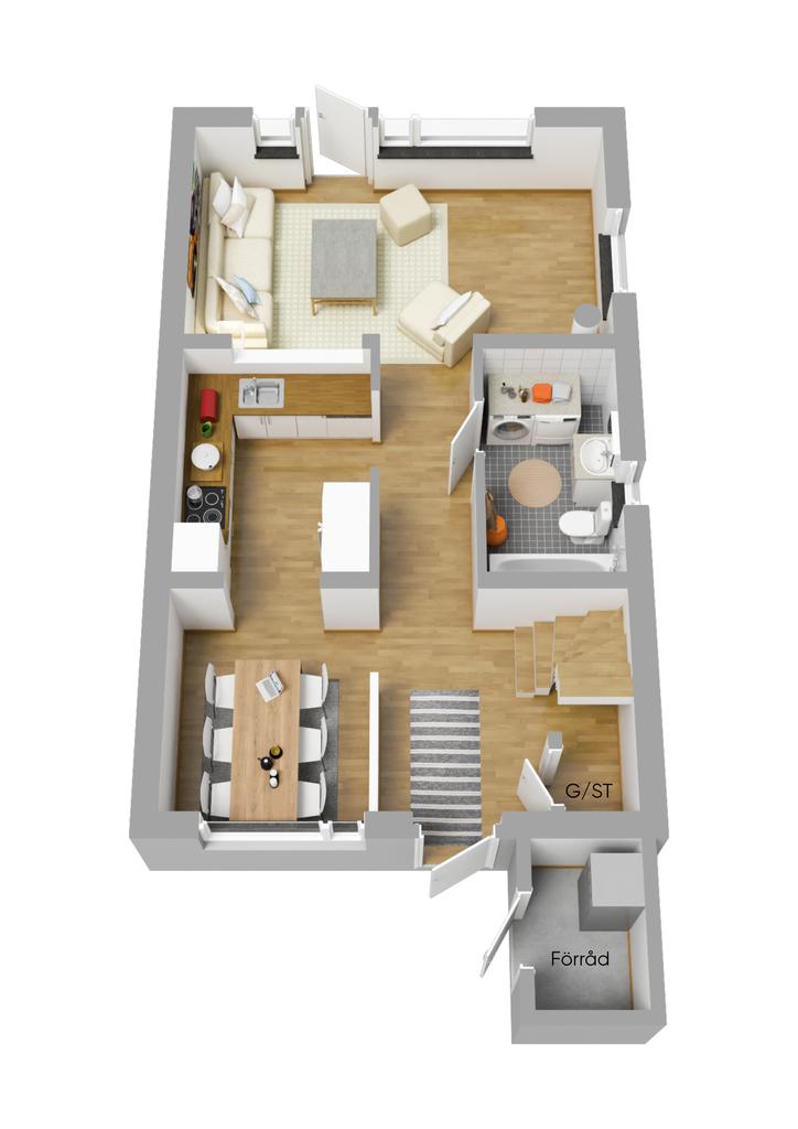 Planritning Entréplan 3D