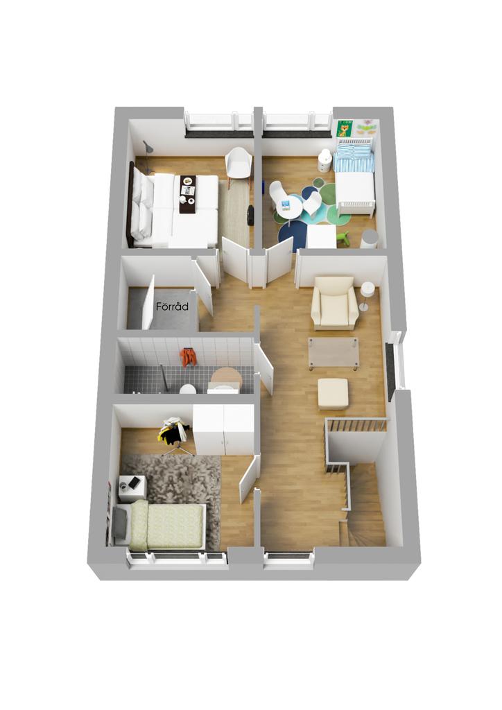 Planritning Övre plan 3D
