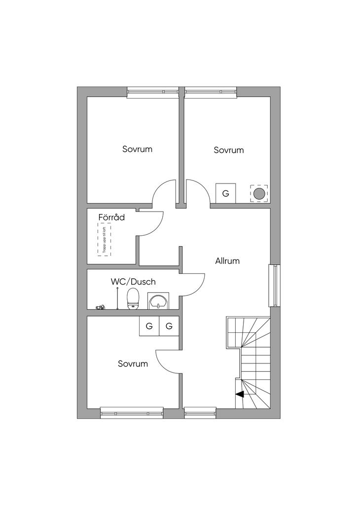 Planritning Övre plan 2D