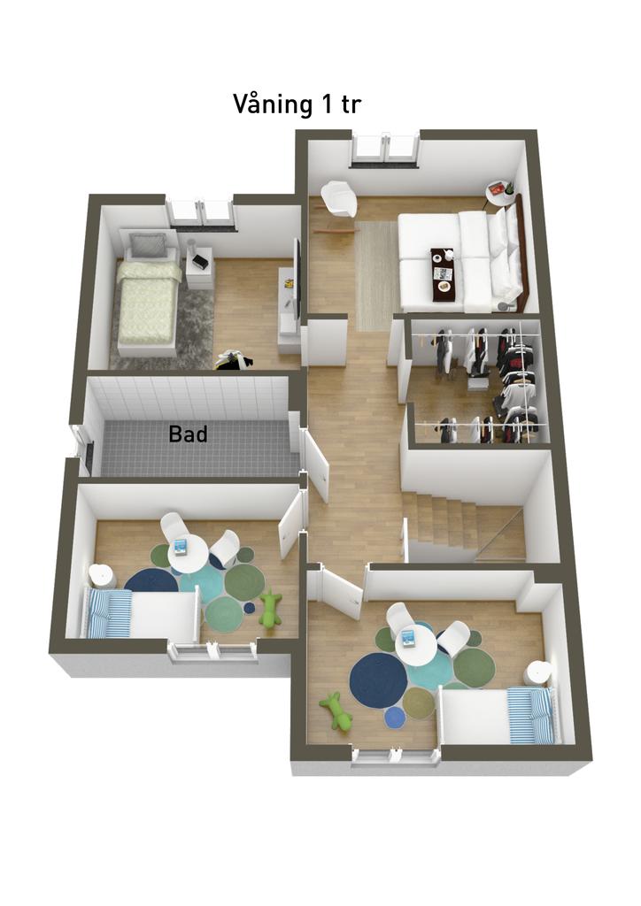 Planlösning övre plan 3D