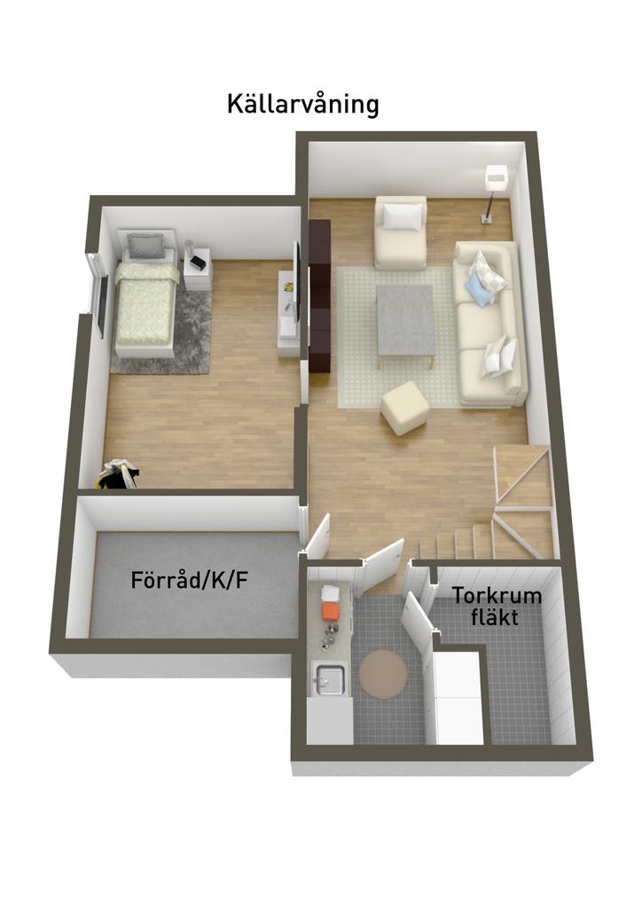 Planlösning källarplan 3D