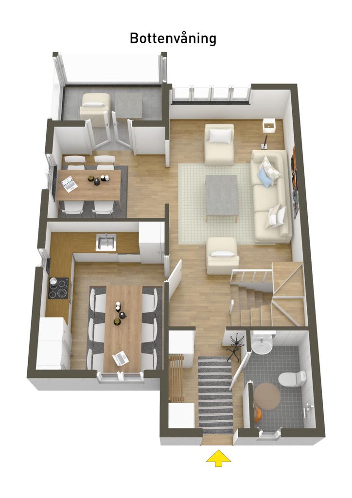Planlösning entréplan 3D