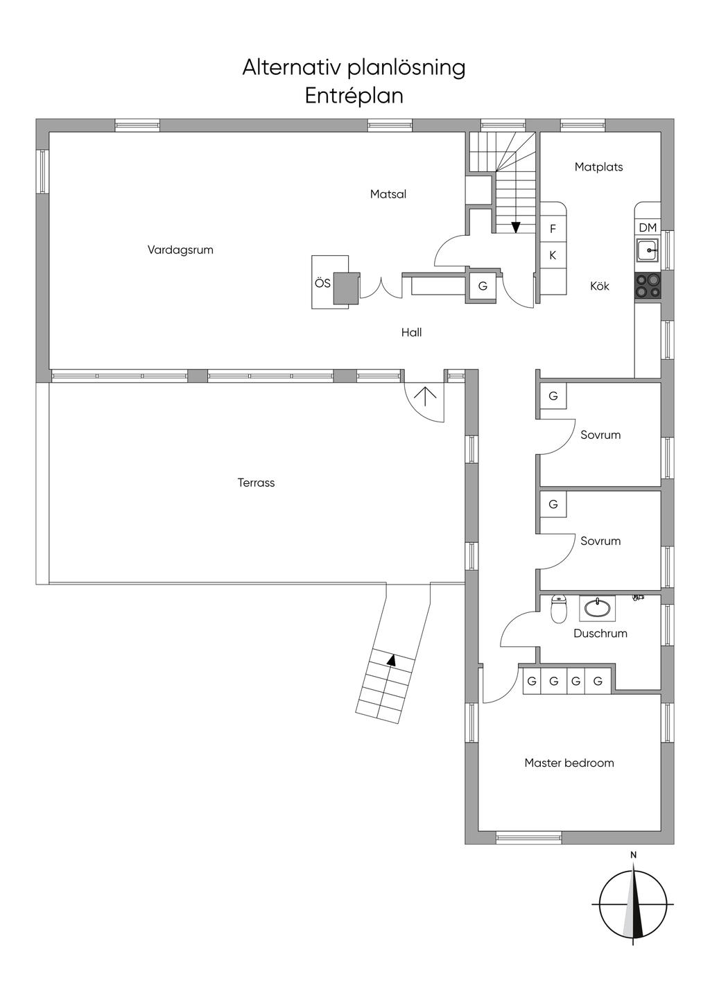 Alternativ Planlösning, Entré Plan, 2D