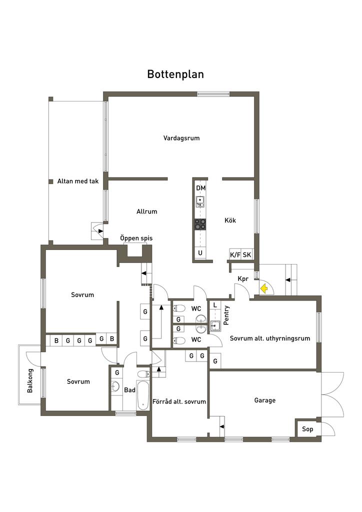 Planritning entrévåning och etage