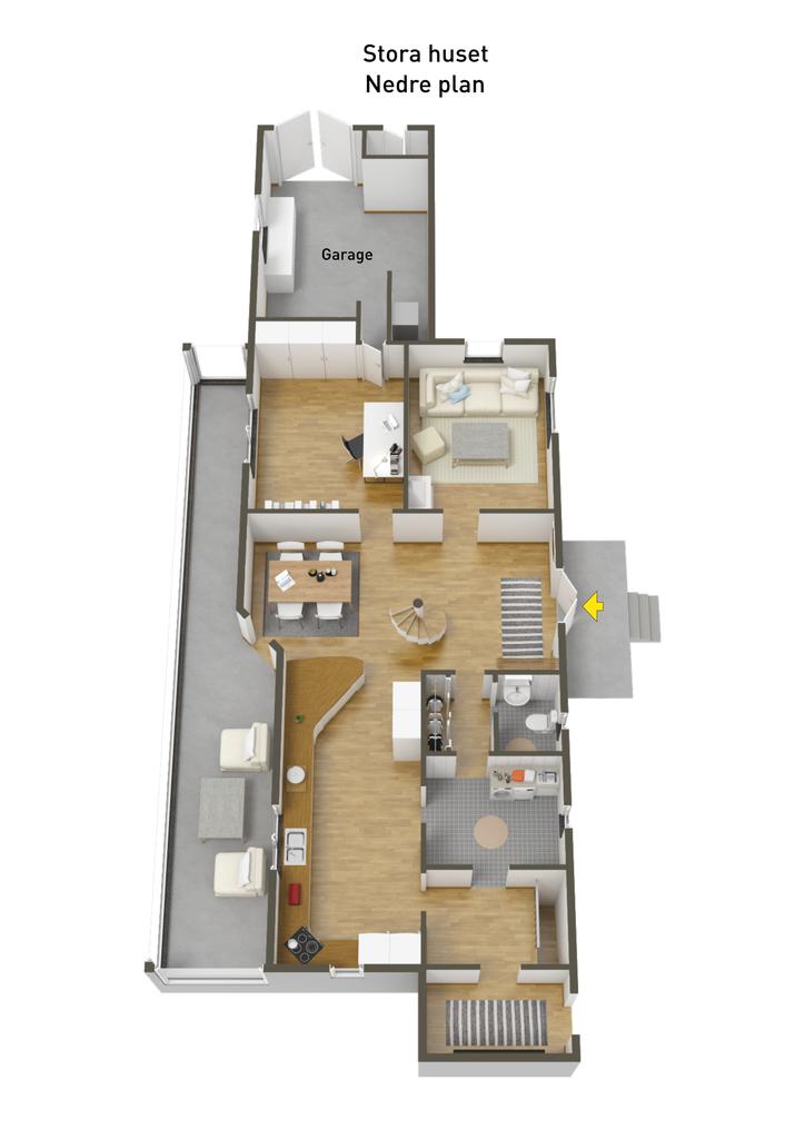 Planlösning stora huset 3D