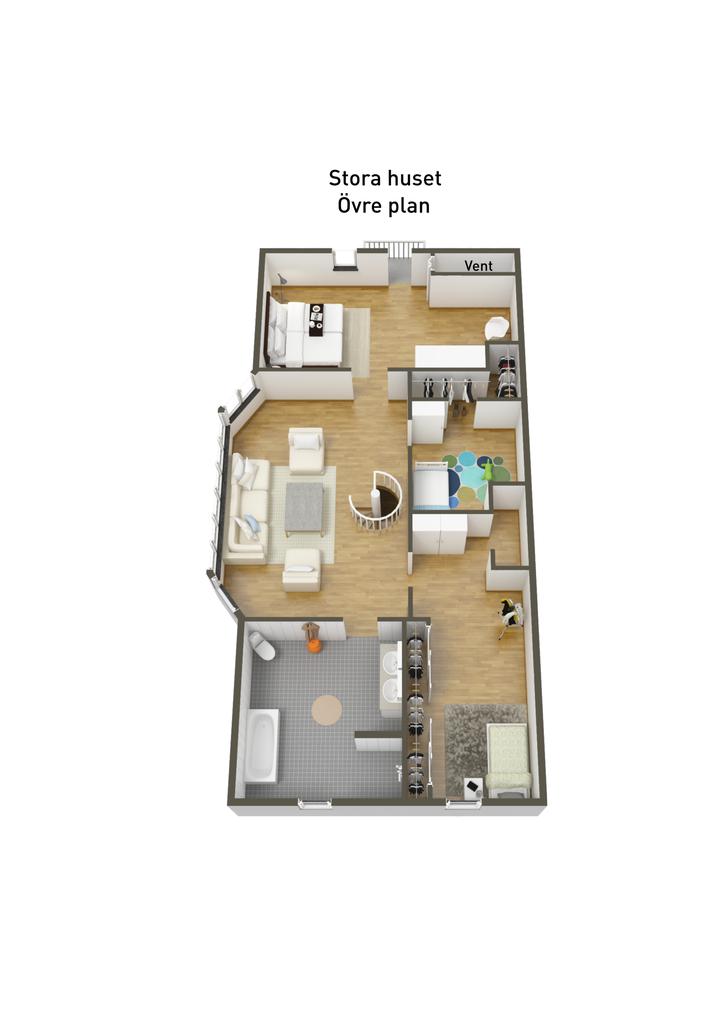 Planlösning stora huset 3D
