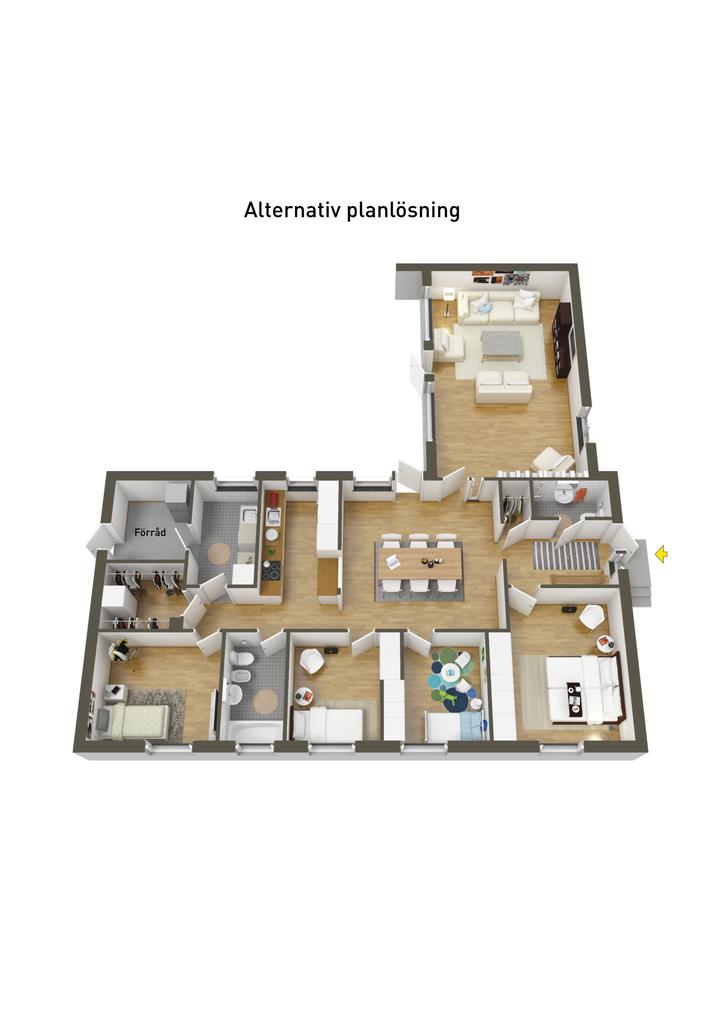 Alternativ planlösning med fler sovrum