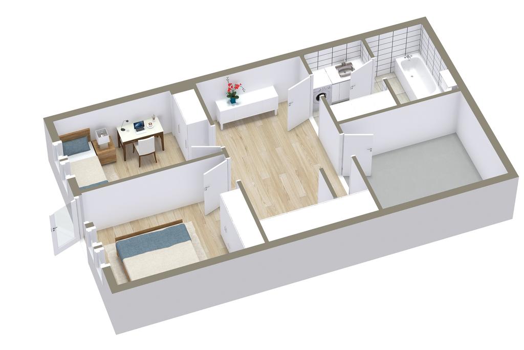 Nedre plan - 3D Floor Plan