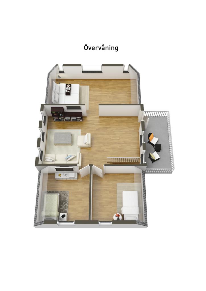 Planlösning 3D Övervåning