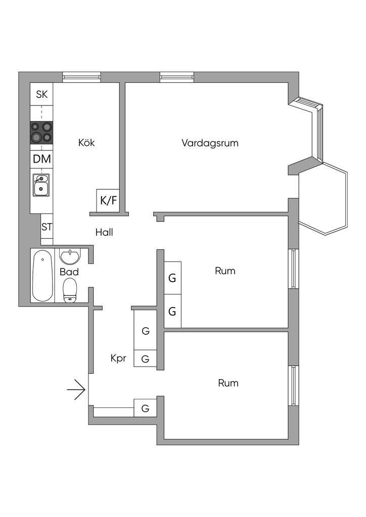 Nuvarande planlösningen i originalutförande