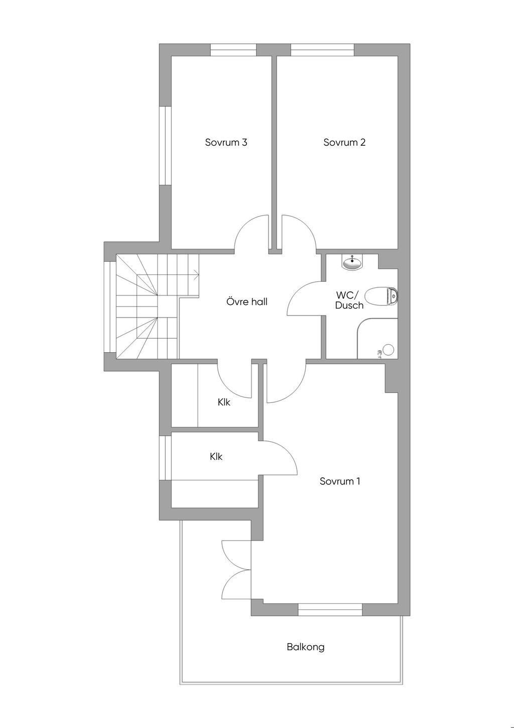 Övre plan, alternativ planlösning