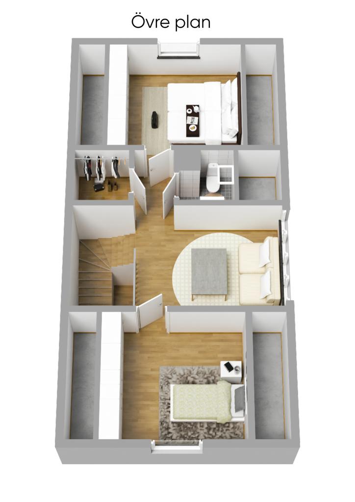 Planlösning övre plan 3D