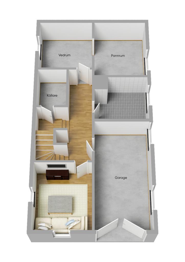 Planlösning källarplan 3D