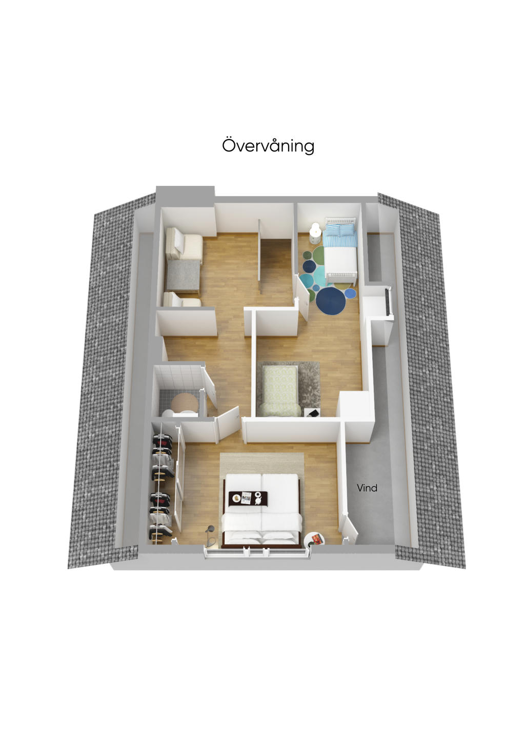 Planlösning övre plan 3D