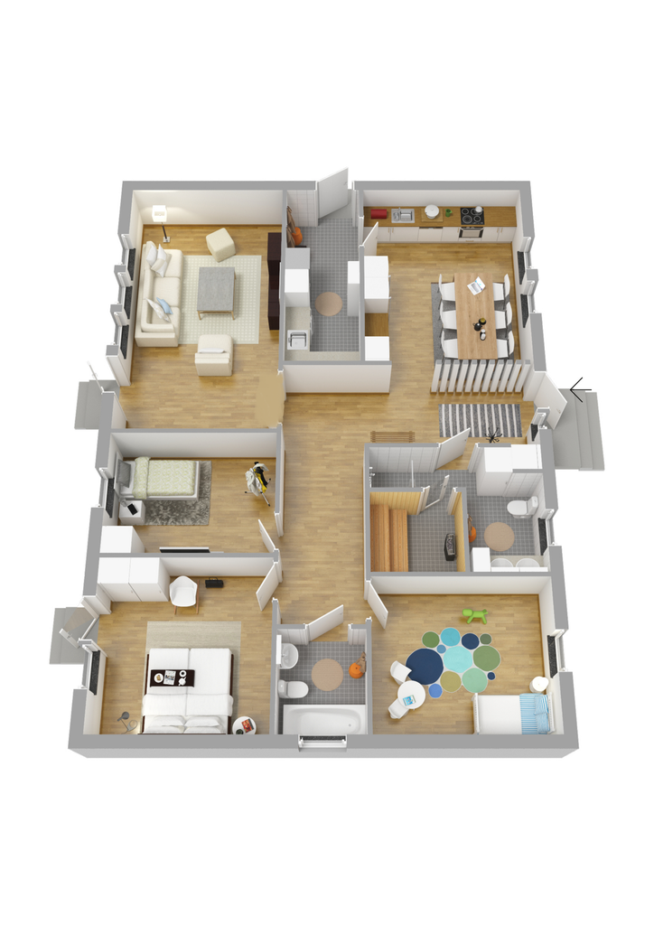 Planlösning entréplan 3D