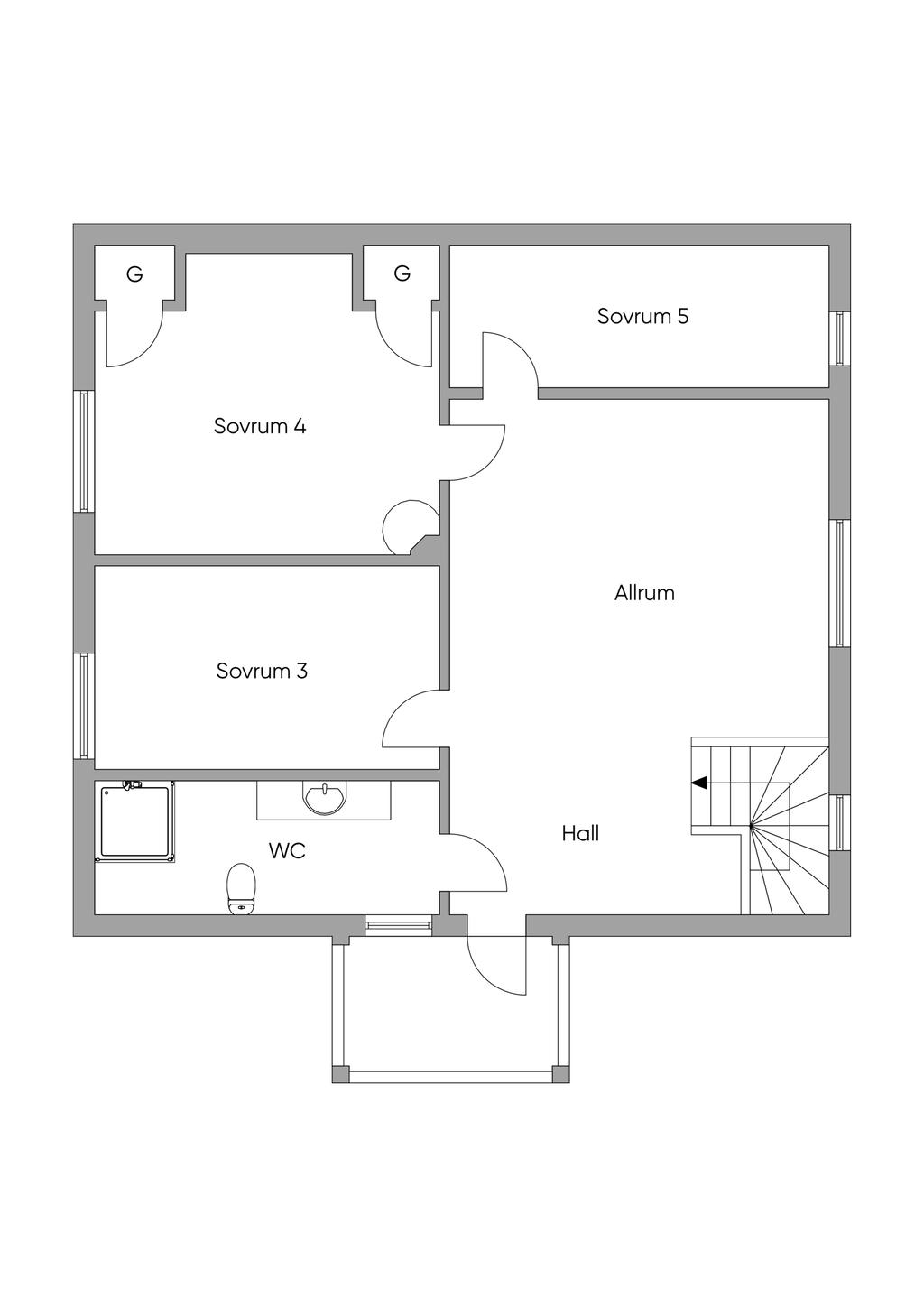 Planritning övre plan