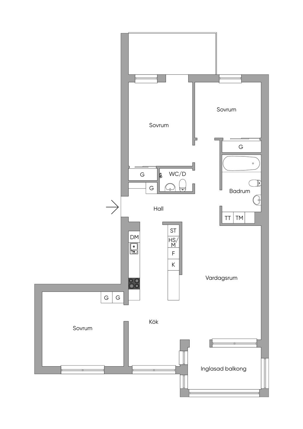 2 D skiss (Vissa avvikelser kan förekomma)