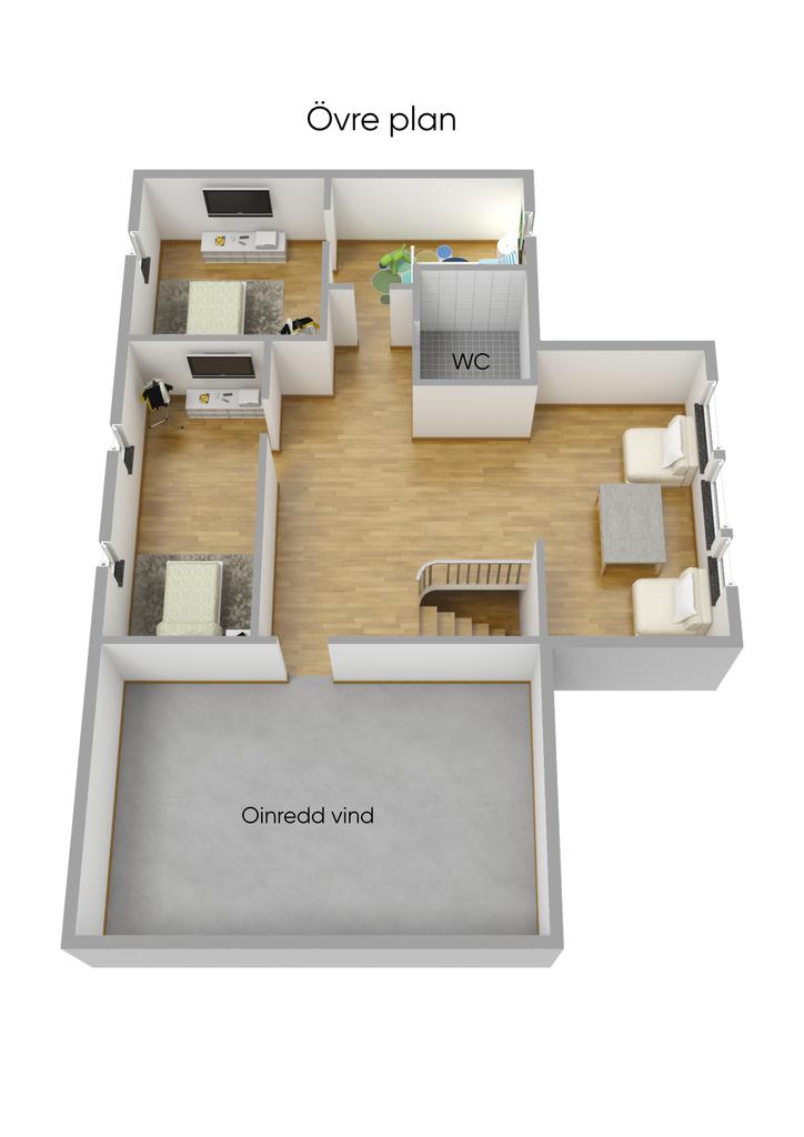 Planlösning övre plan 3D