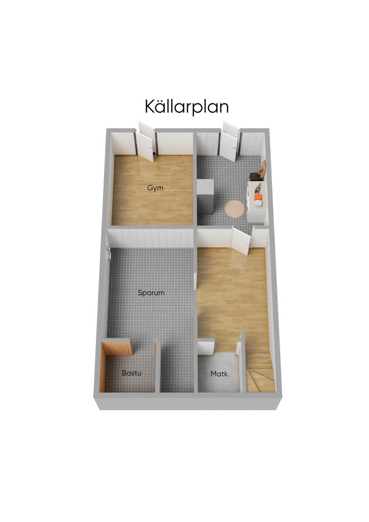 Planlösning källarplan 3D