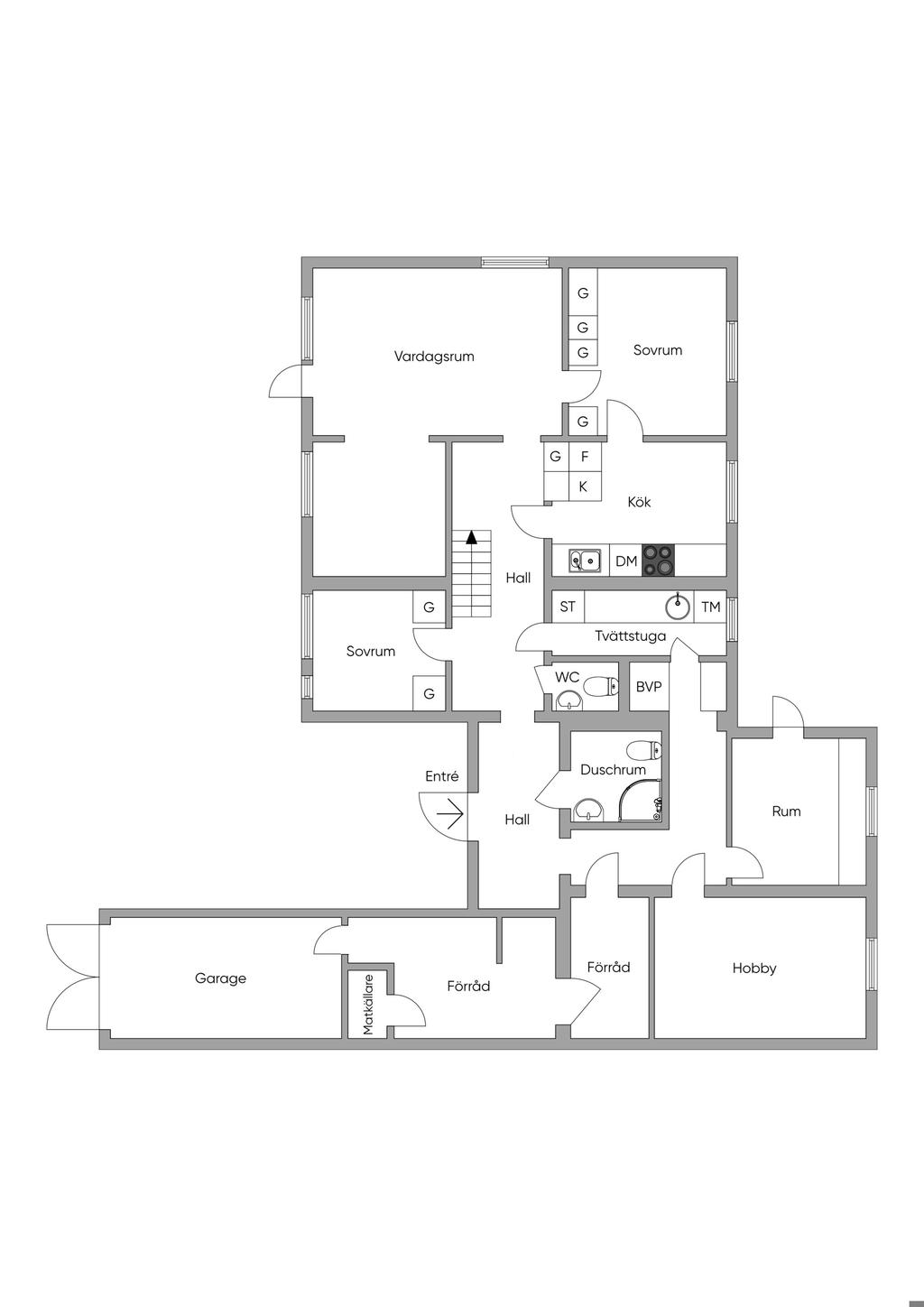 Planlösning Nedre plan