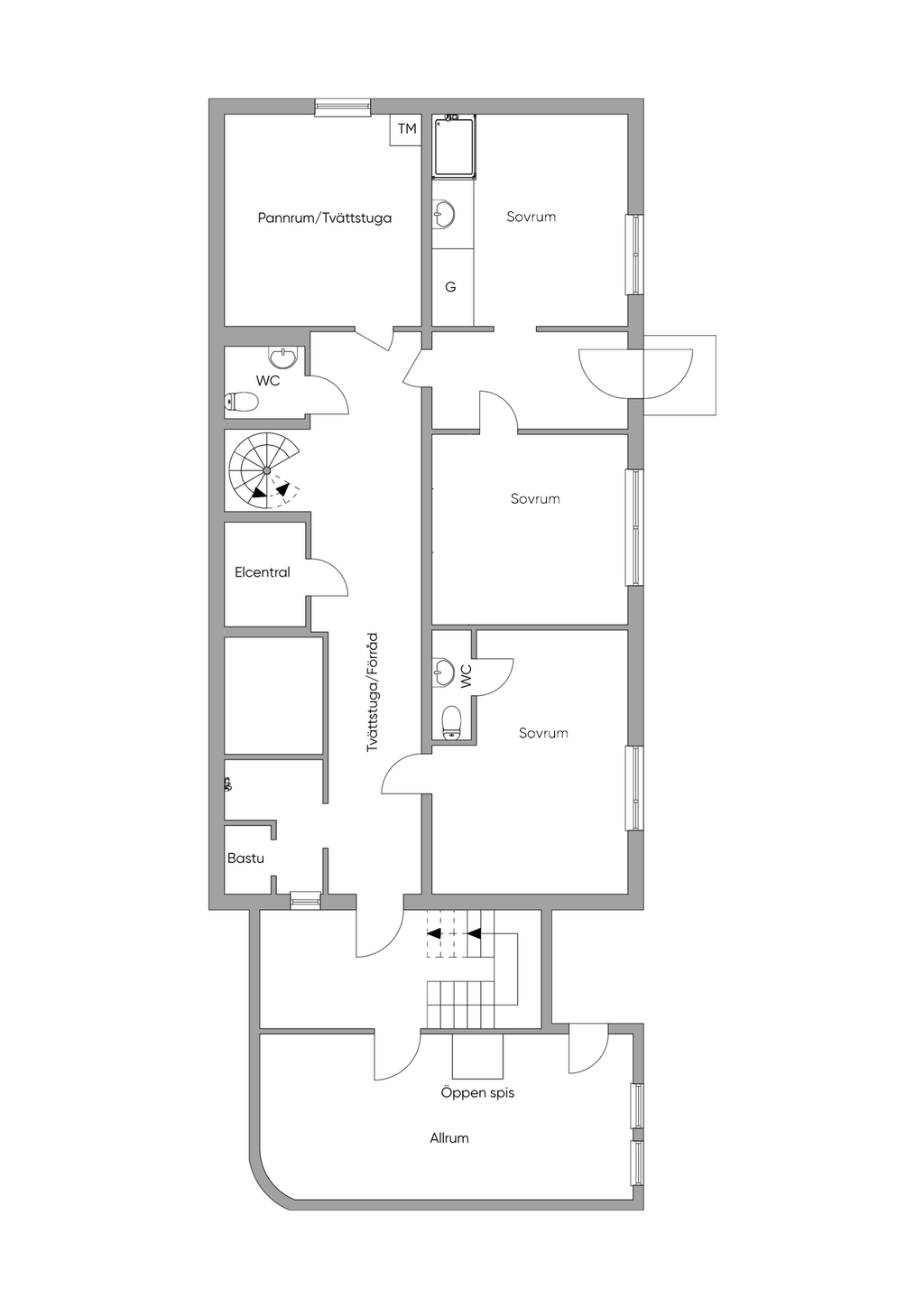 Planlösning nedre plan