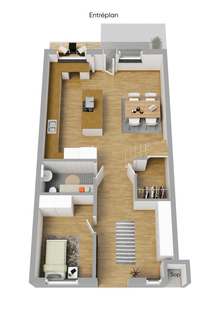Planritning Entréplan 3D