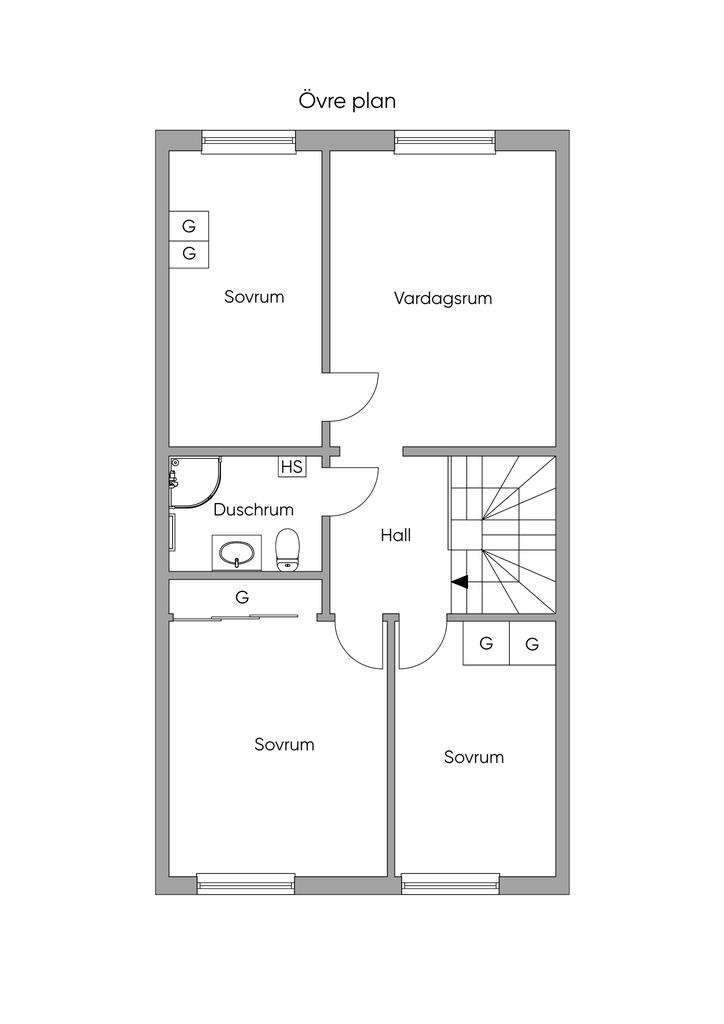 Planritning Övre plan 2D