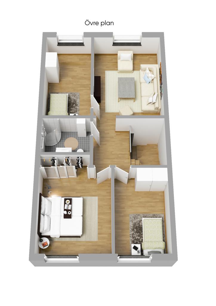 Planritning Övre plan 3D