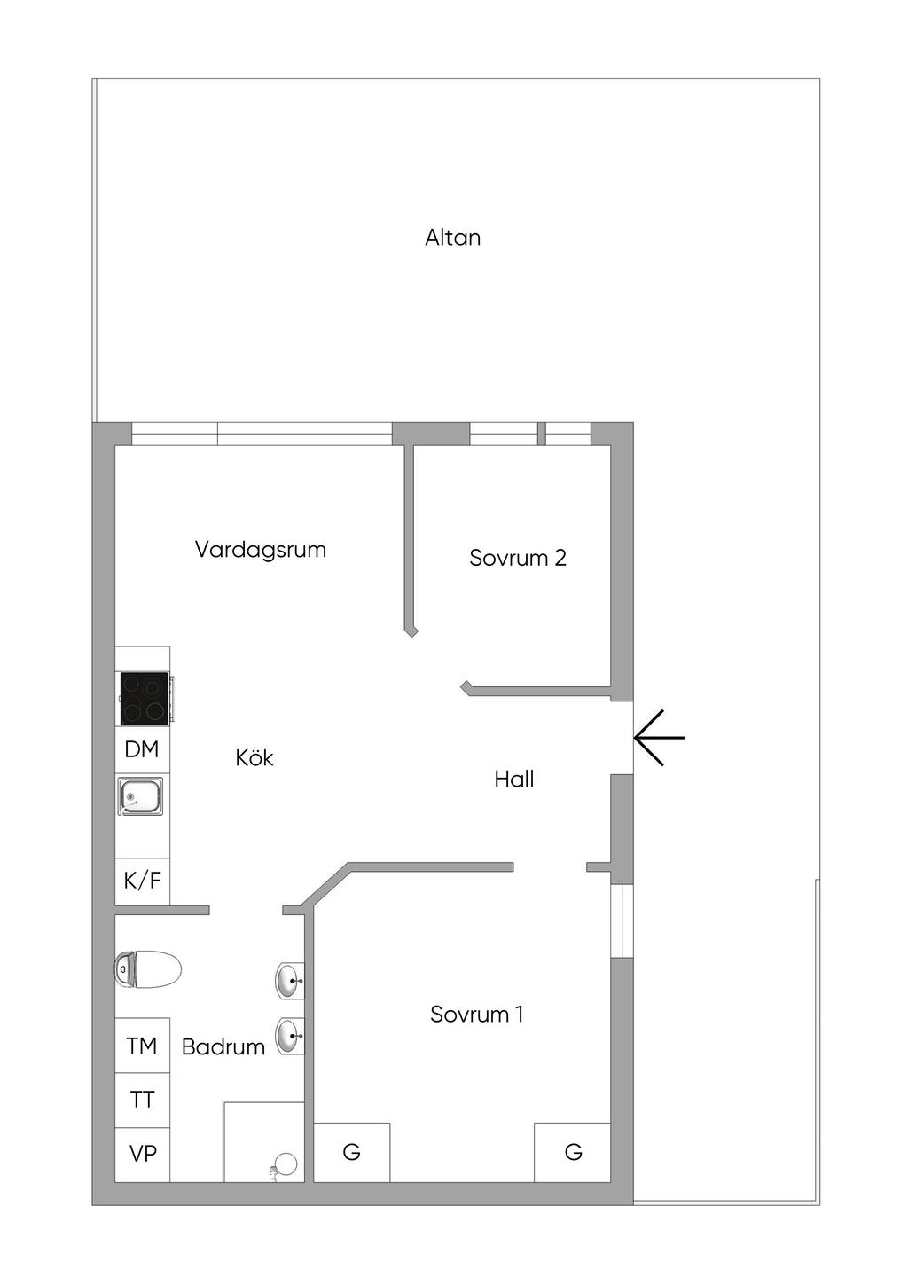 Alternativ planlösning/ Originalplanlösning