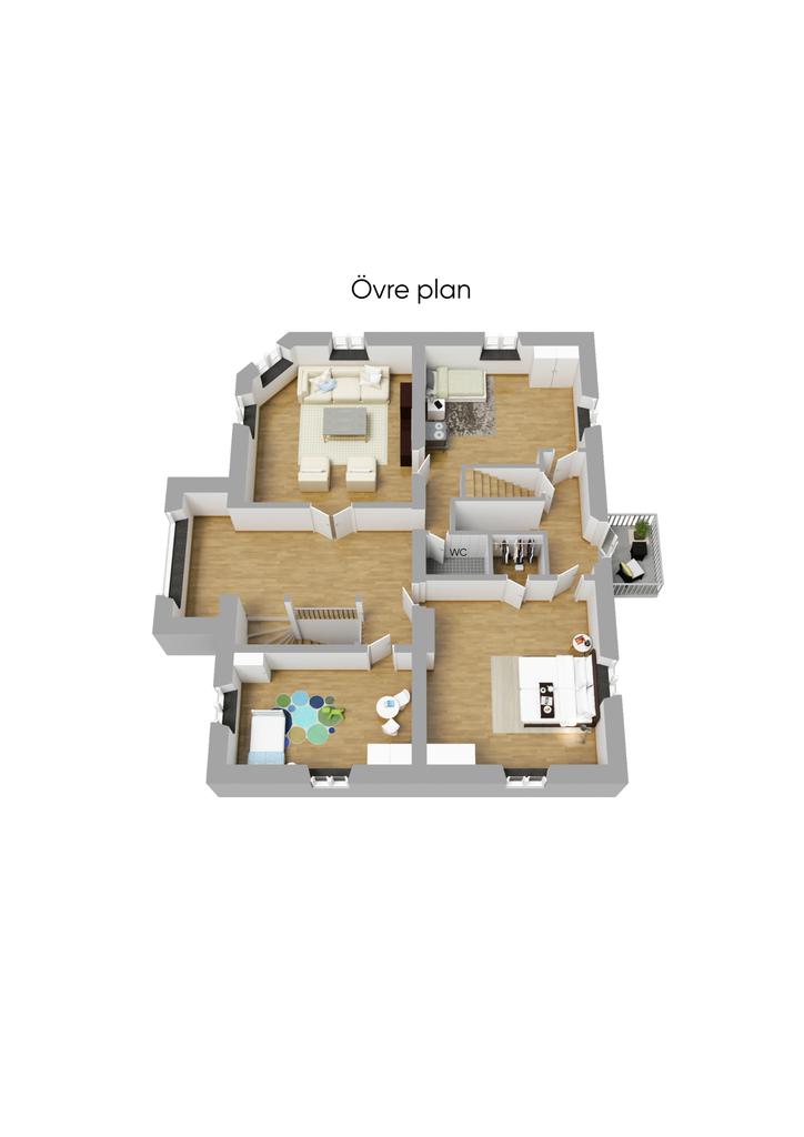 Planlösning övre plan 3D