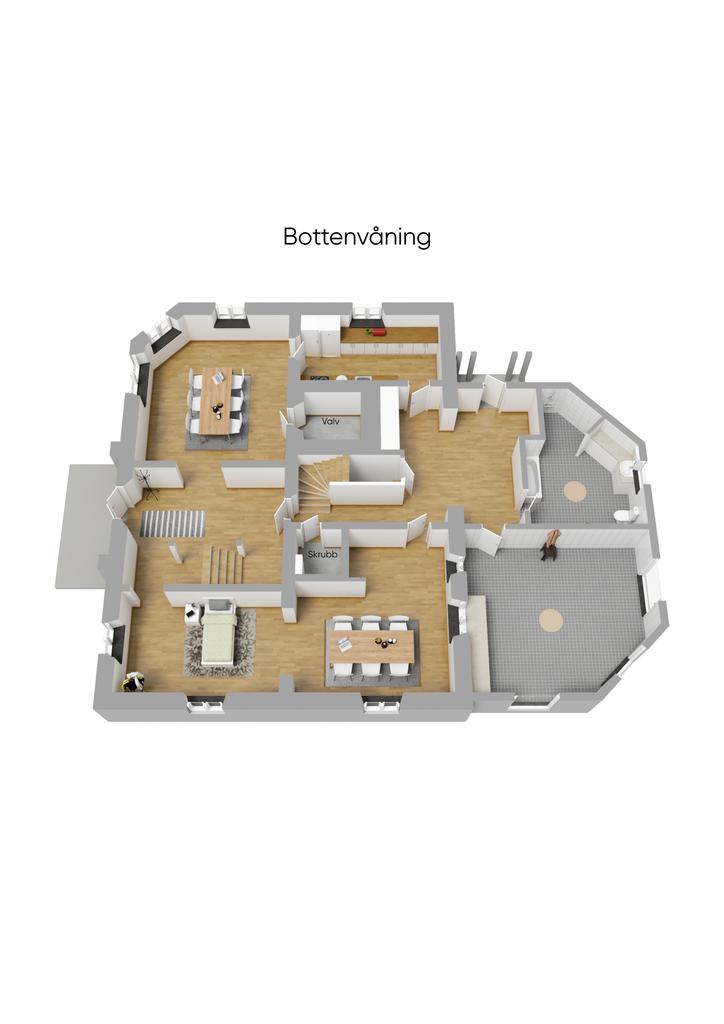 Planlösning bottenvåning 3D
