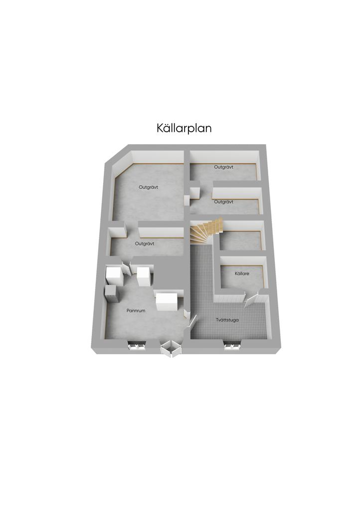 Planlösning källarplan 3D