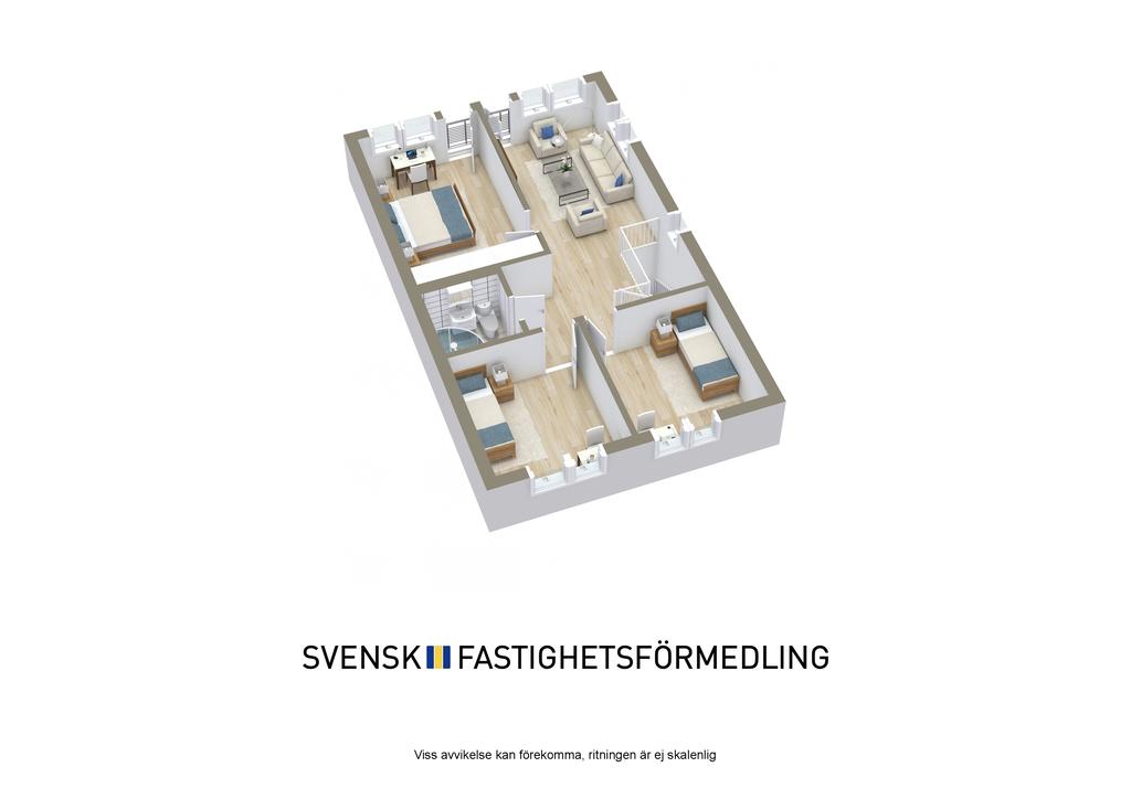 Planlösning, övre plan - 3D