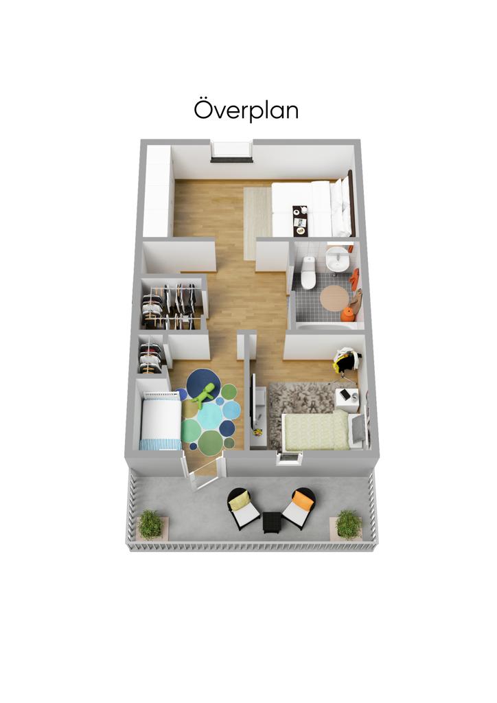 Planlösning övre plan 3D
