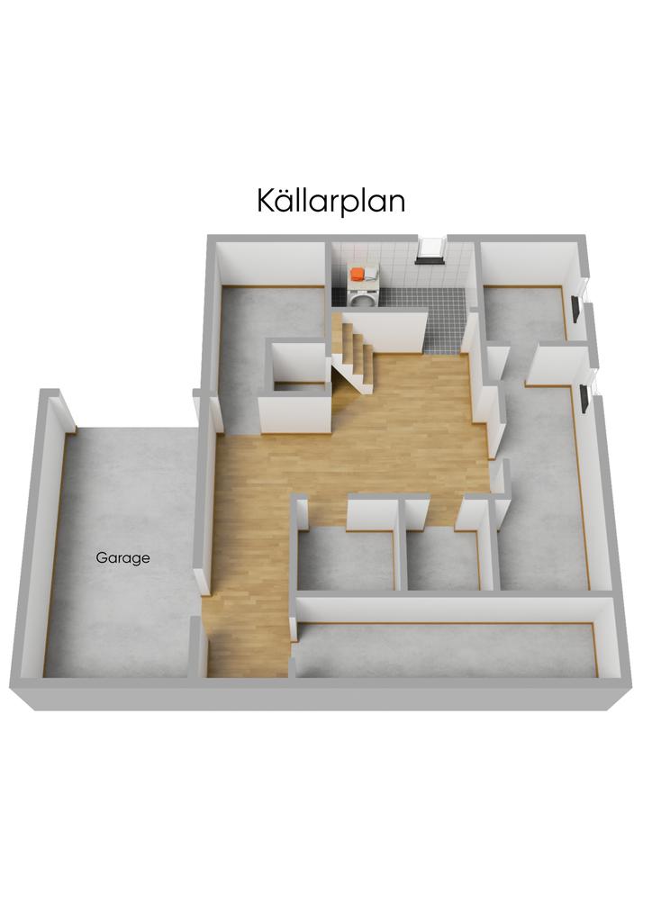 Planlösning källarplan 3D