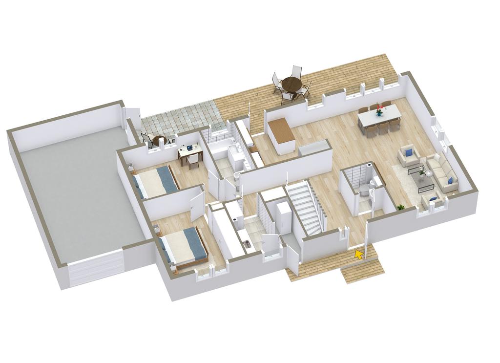 Planritning entréplan - 3D