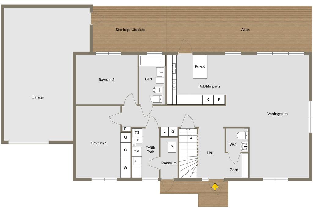 Planritning entréplan - 2D