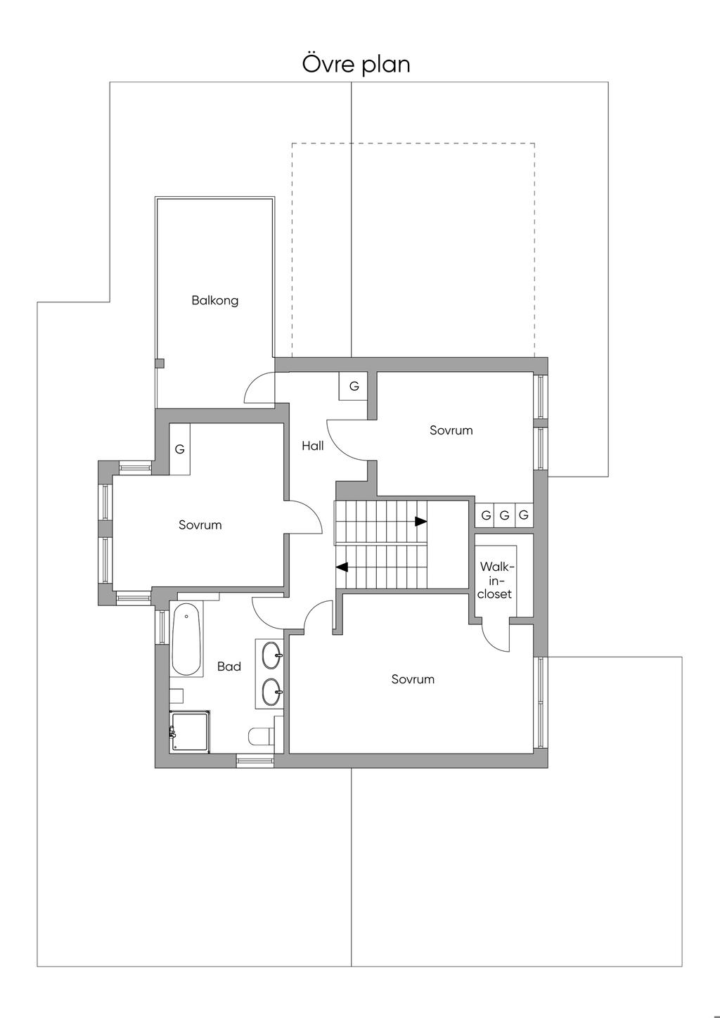 Planlösning övre plan