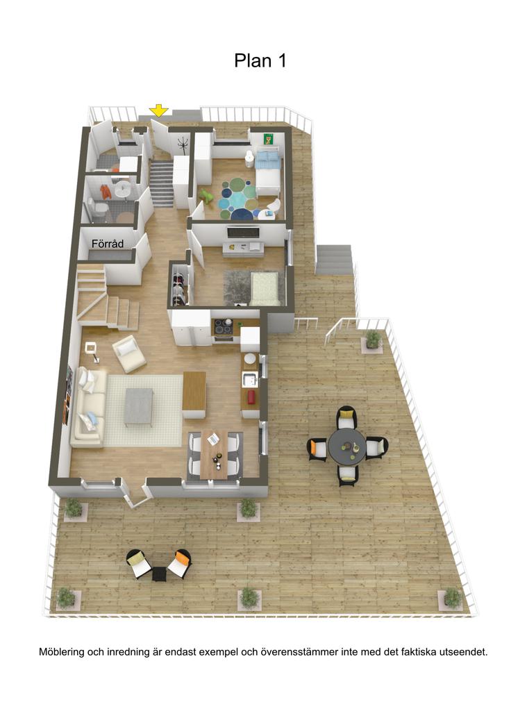 Planlösning 3-d entréplan