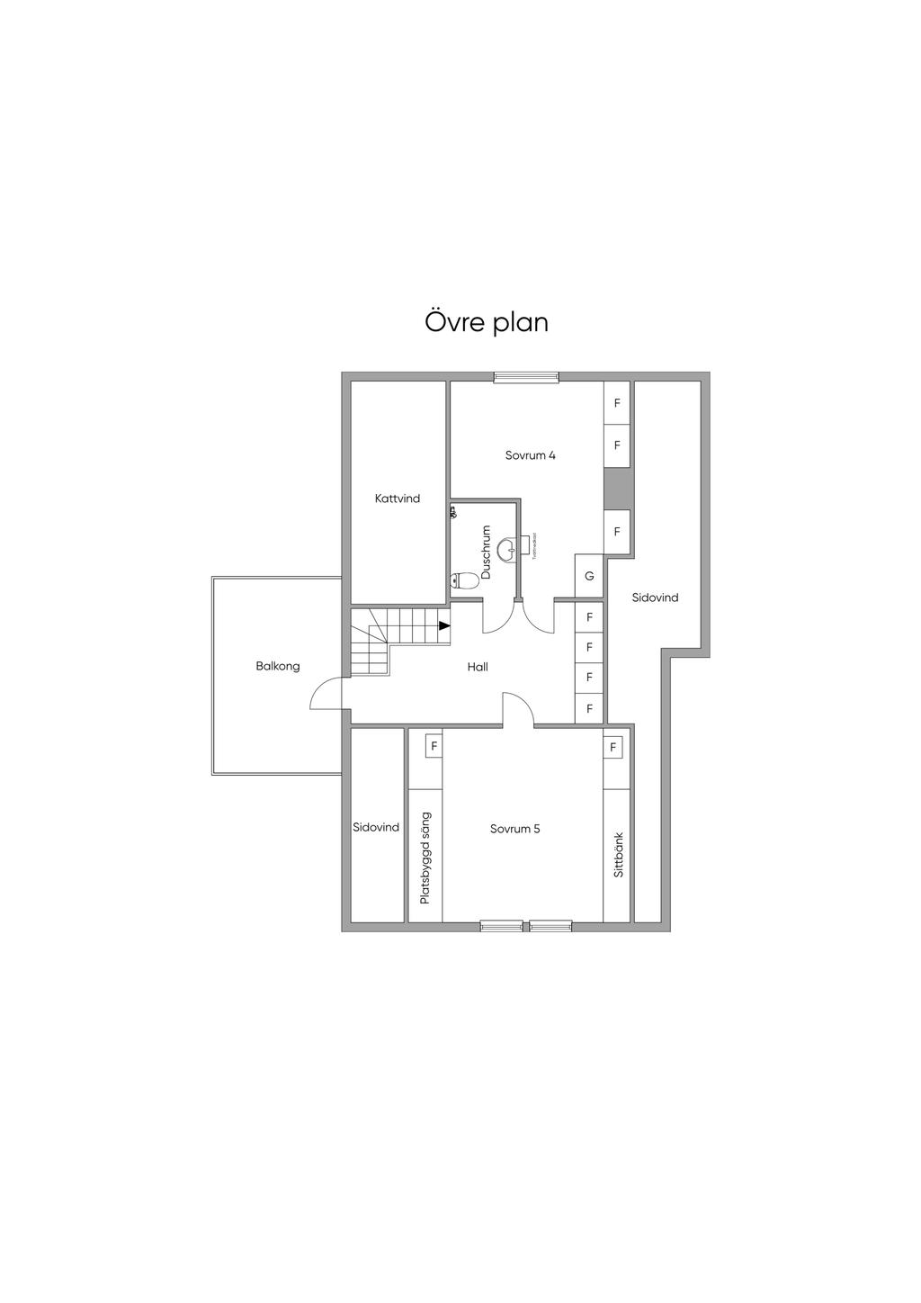 Planritning Övre plan