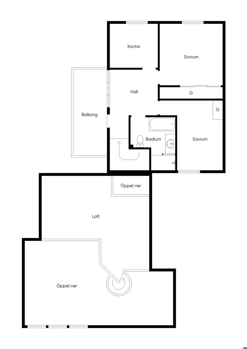 Planlösning övre plan