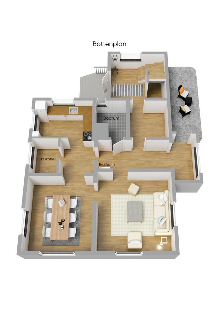 Planlösning entréplan 3D