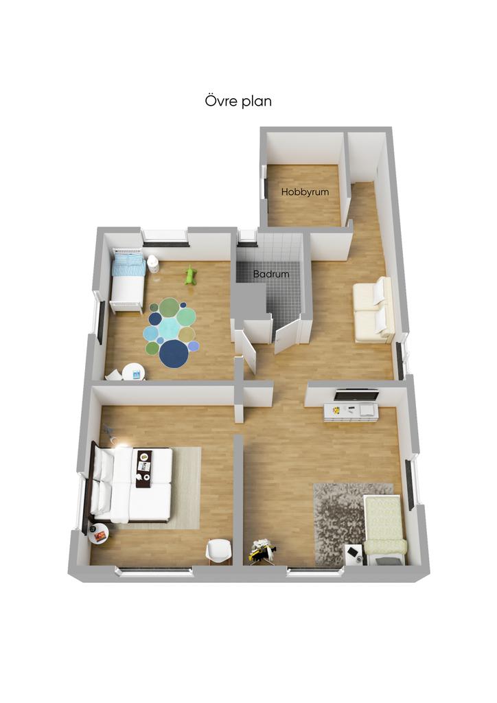 Planlösning övre plan 3D