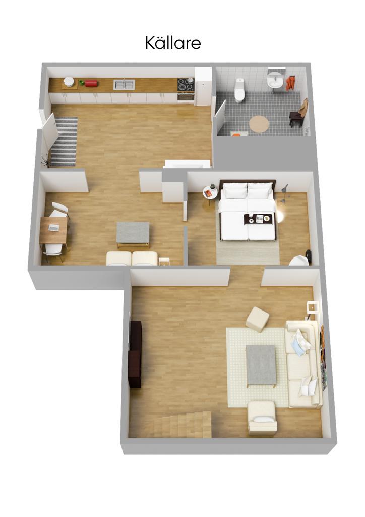 Planlösning källarplan 3D