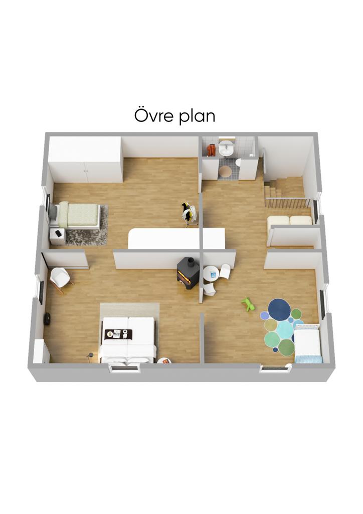 Planlösning övre plan 3D