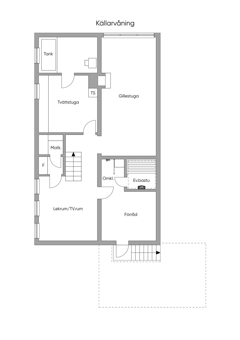 Planlösning. Källarplan