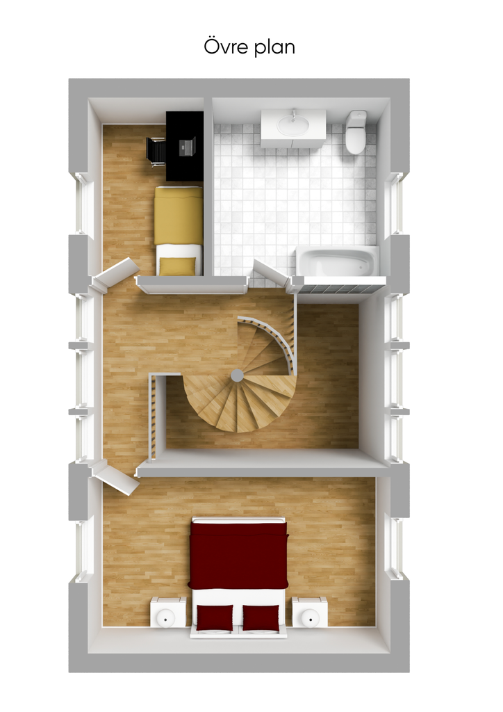 Planlösning Övre plan 3D