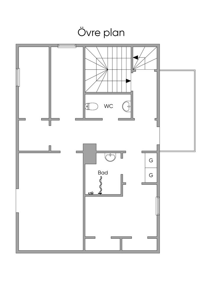 Planlösning hus B övre plan