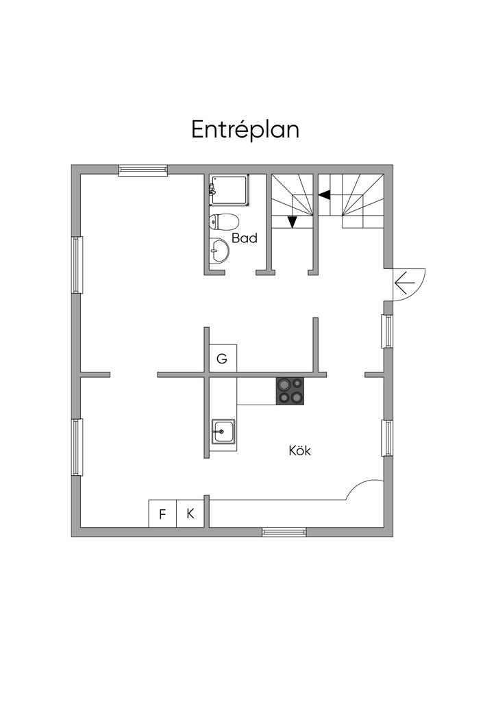 Planlösning hus A entréplan