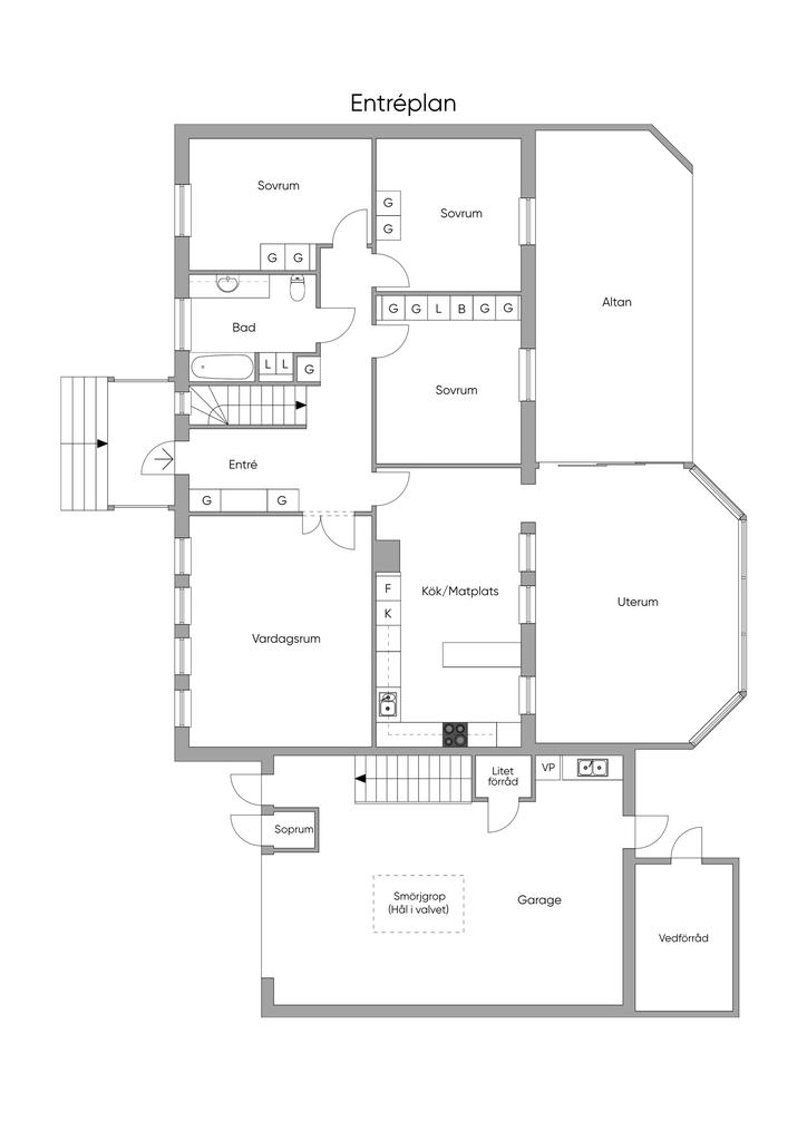 Planritning Entréplan 2D